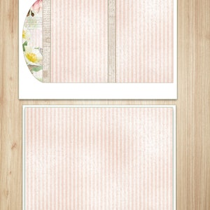 May include: A printable Bible journaling folio with a pink and white striped pattern. The text "Bible Journaling Folio: In His Hands" is at the bottom of the image.