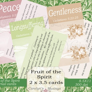 Digitale KJV Fruit of the spirit Journal Karten, für sie, Gebetstagebücher, Bibelstudium, Journal Ephemera, inspirierende Karten