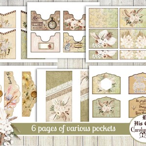 Skriftfolder Ephemera-mapp: Blomsterkollage, Skriftkort (digital nedladdning) bild 7