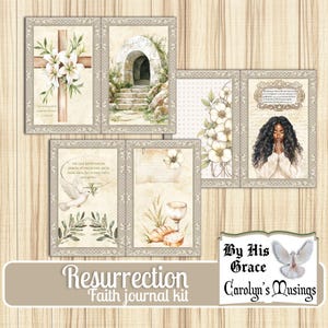 Kit numérique Christian Junk Journal, kit de journal religieux résurrection de Pâques imprimable, scrapbooking neutre, fabrication de cartes, bricolage téléchargement