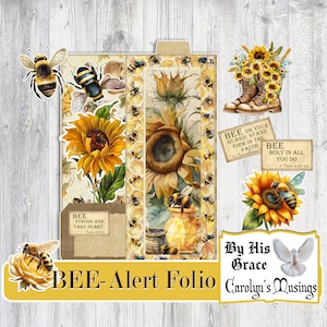Christian Junk Journal Folio, digitaler Download, Glaube Geschenk für sie, BEE-ALERT Journal Folio Ephemera, printable, carolyns sinnerungen