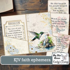Christian Junk Journal Printable | Frühling Ostern Glaube Ephemera | Digital Download Scrapbooking Kit |KJV Bibelverse | Carolyns Träumerei