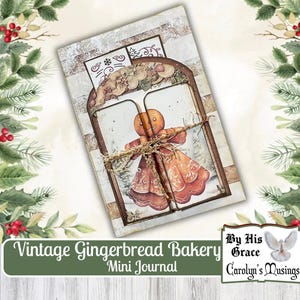 Miniboek peperkoek junkjournaal | Mini kerstdagboek, Holiday Junk Journal-kit, kerstscrapbookpapier, digitale download