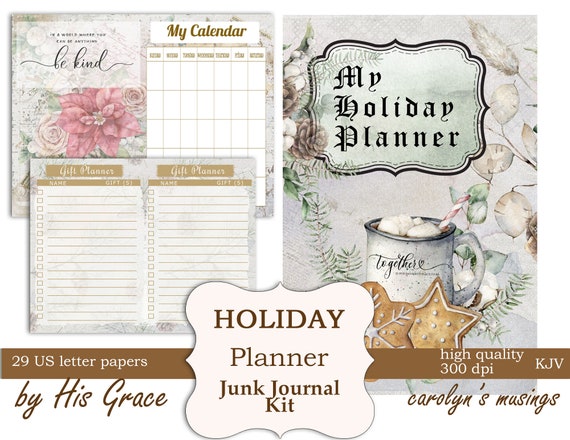 Christmas Planner Printable, Holiday Journal Kit (Digital Download)