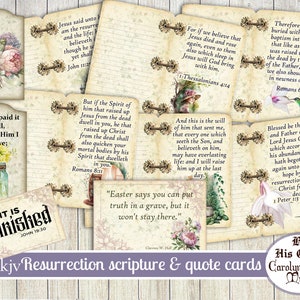 Junk Journal, Resurrection Scriptures, Quote, Cards, KJV, NIV,Easter Scripture, Printable, Scrapbook Ephemera, Digital Download