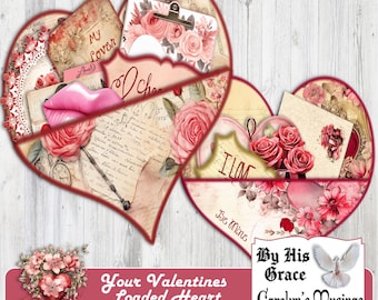 Valentine's Day Junk Journal: Loaded Heart Pocket Ephemera (Digital Download)