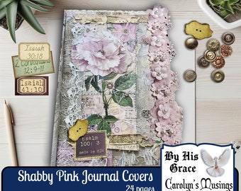 Roze shabby-chic tijdschriftomslagen: vintage afdrukbare ephemera (digitale download)