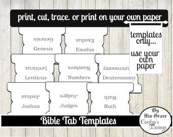 Bible Tab Templates, 66 bible tabs ,Labels, black, white, Ink Saver, Digital Download, print own your own paper, Stickers,