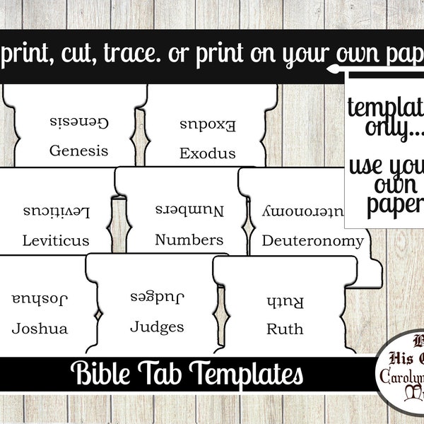 Bible Tab Templates, 66 bible tabs ,Labels, black, white, Ink Saver, Digital Download, print own your own paper, Stickers,