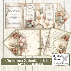Folio del piano di salvezza di Natale / KJV e NIV / Regalo per lui o per lei / Mini Folio di Natale / Trattato di salvezza fai da te / Romans Road / Stampabile