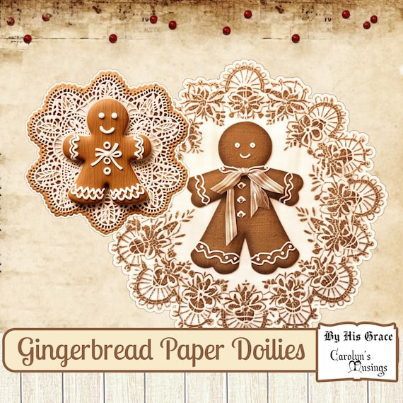 Vintage Gingerbread Paper Doilies: Junk Journal Ephemera (Digital Download)