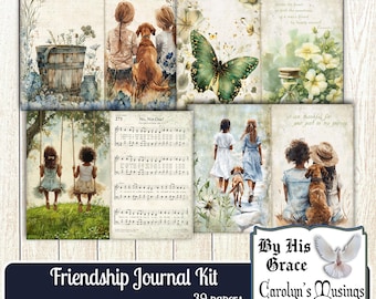 Christian Friendship Junk Journal Kit: Devotional Scrapbook Pages (Digital Download)
