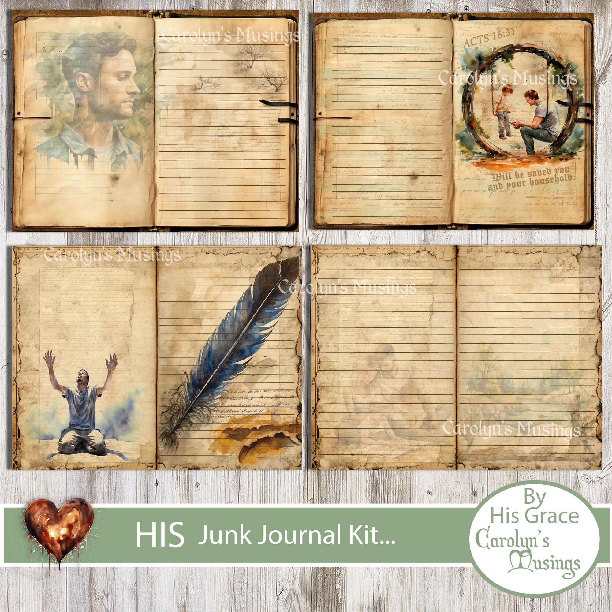 His Junk Journal Kit. Prayer Junk Journal Just for Him
