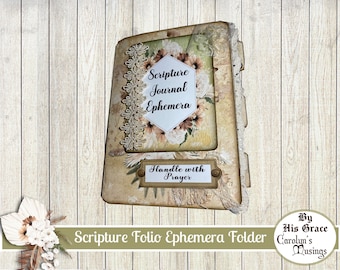 Scripture Folio Ephemera Folder: Floral Collage, Scripture Cards (Digital Download)