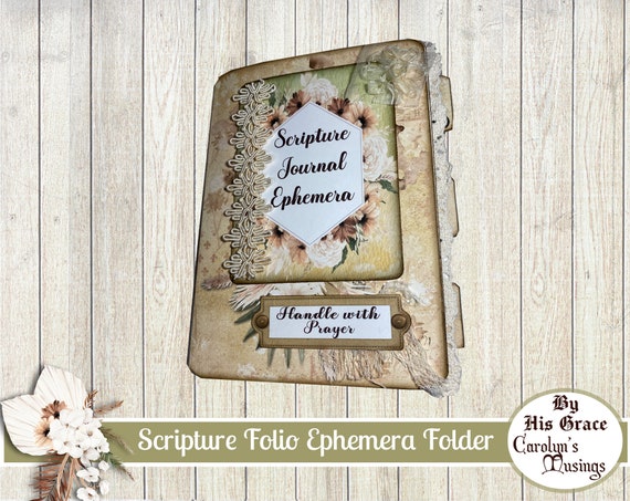 Scripture Folio Ephemera Folder: Floral Collage, Scripture Cards (Digital Download)
