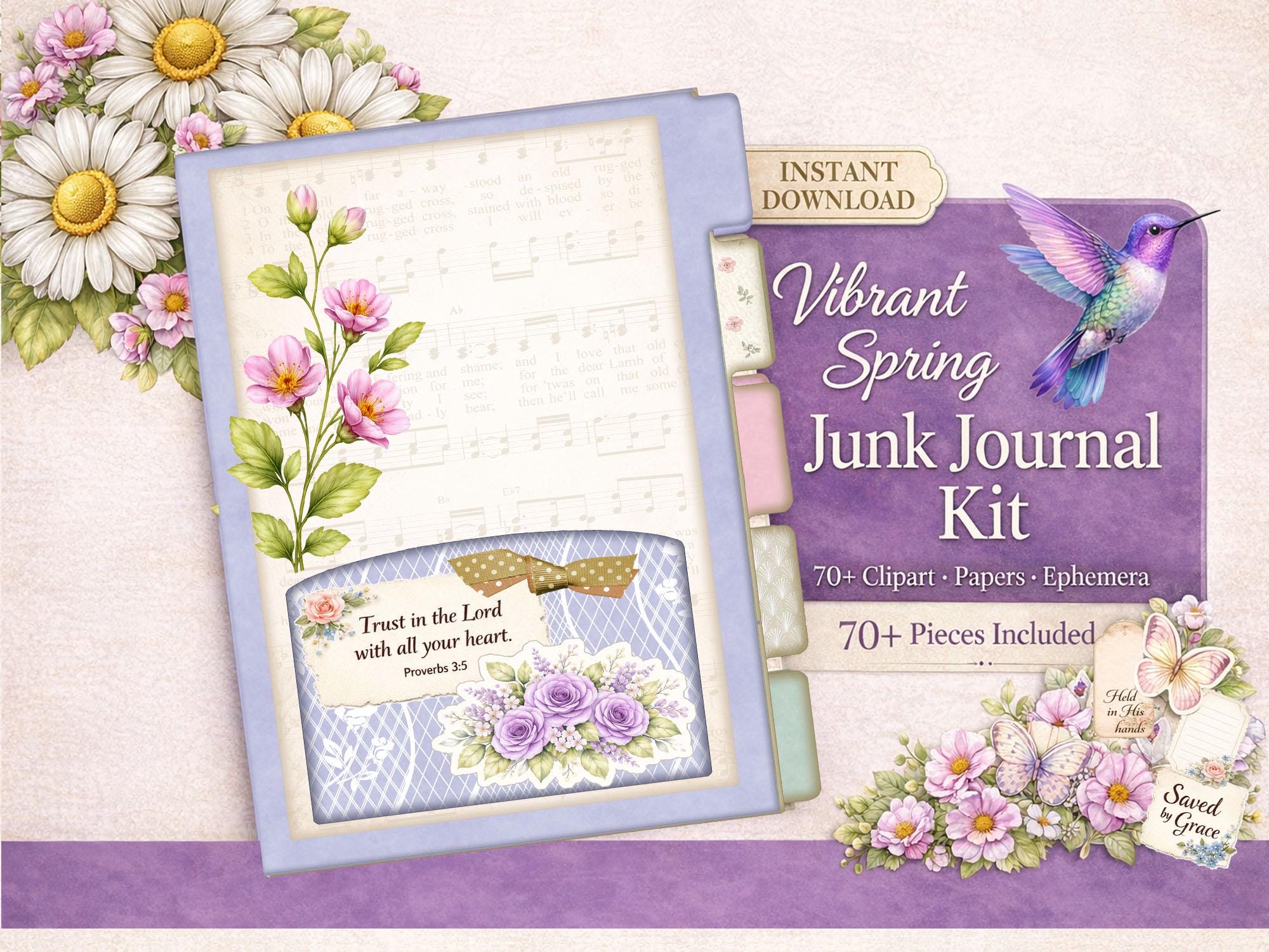 Spring Journal/book Vibrant Spring Journal Ephemera Kit | Printable Junk Journal Scrapbook ...