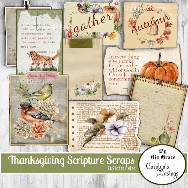 Autumn, Junk Journal kit, Scripture Scraps, Journaling Paper, Junk Journal Supplies, Bible Journaling, Stickers, Fussy Cut, Faith, KJV