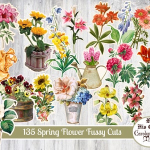 Fleurs coupées difficiles, impression printanière, journal indésirable, éphémères, fournitures de scrapbooking, téléchargement numérique, kit de création artistique, fabrication de cartes
