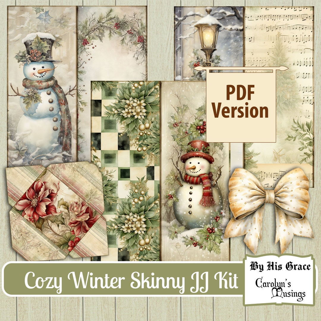 Christmas Junk Journal Kit: Tall Skinny Winter Theme (PDF Printable) - Etsy