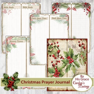 Tall Skinny Christmas Prayer Journal Kit, Junk Journal Basic, Quiet time Journal, Predigtnotizen, christliches Journaling für Ihre Devotionals.
