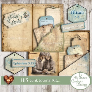 His Junk Journal Kit. Prayer Junk Journal Just For Him, Printable His Junk Journal Kit, Christian Junk Journal, Gentlemen&#39;s Prayer Journal.