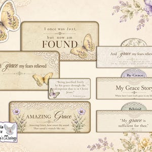 Printable Amazing Grace envelope folio wallet digital download for Christian junk journals, prayer journals, and handmade faith crafts.