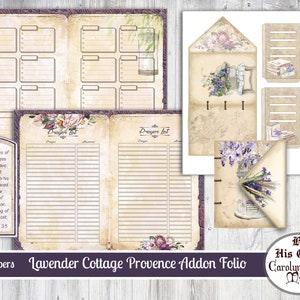 Junk Journal Kit, Sweet Lavender Vintage Floral ADDON, Envelope folio, slotted pockets, Salvation scripture, KJV, NIV Prayer list page