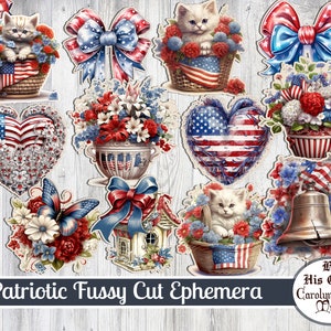 Independence Day, 4 juillet Fussy Cuts, Ephemera Junk Journal Kit, Craft Kit, Card Making supplies. Téléchargement numérique