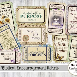 Bibel Ermutigungskarten | Biblische Ticket Ephemera | Junk Journal Printable | Scrapbooking| Kartenherstellung| DIY Projekte| Mini-Verzierungen