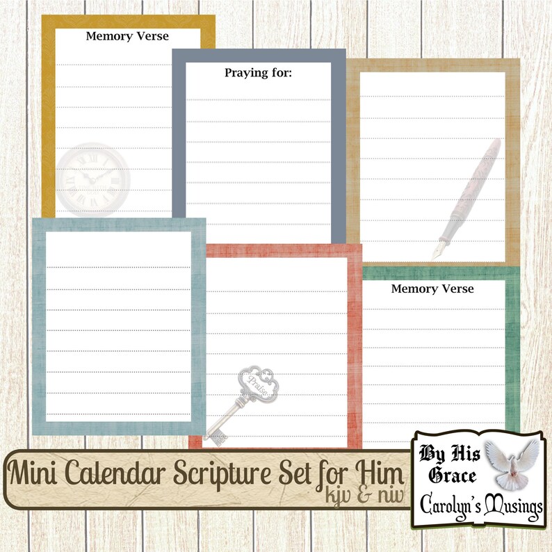 2026 Memory Verse Mini Calendar Gift Set for Him (digital Download) - Etsy