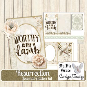 Complemento imprimível de fé da Ressurreição para scrapbooking de escrituras, criação de cartões, tema neutro bege, kits de diário de Páscoa, digital cristão