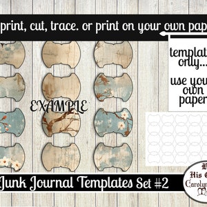 Junk Journal Templates: File Folders, Whale Tail Tabs (Digital Download) image 3
