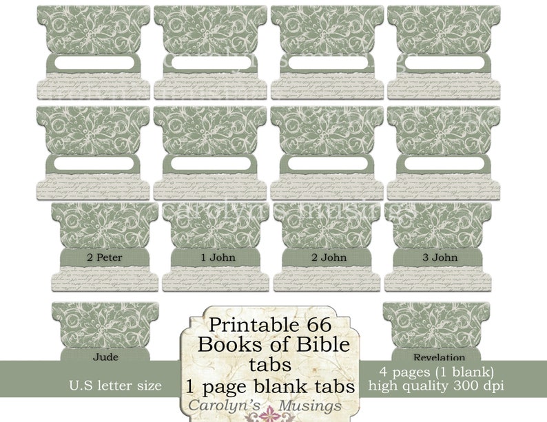 Books of the Bible Tabs Printable Bible Tabs for Bible - Etsy