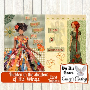 Toppers caprichosos de diário de fé, topper para fazer cartões, suprimentos para scrapbooking, diários devocionais, imprimíveis, digitais, reflexões de Carolyns