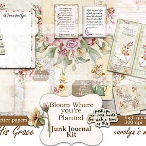 Kit de journal de prière imprimable, KJV Scripture Ephemera, Bloom Where you are planted, Joy Journal Supplies, Devotional Journal, Card Making