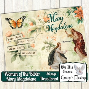 Devotional Journal Kit, Mary Magdalene, Women of the Bible 36 page Devotional kit, Faith Journal supplies, Faith Ephemera, Digital Download