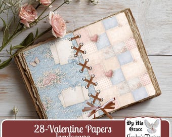 Love Rooted in Grace Christian Faith Printable Scrapbook Paper Double Page Digital Download