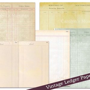 Junk Journal Ledger Paper, Ledger Book, Digital Ledger Paper, Junk Journal Ledger papers, Junk Journal supplies, Digital Download