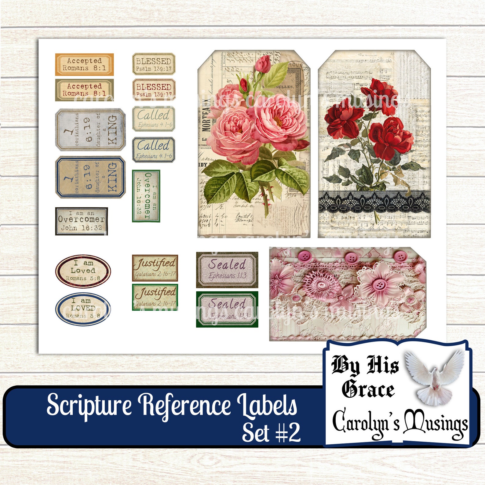 Scripture Reference Labels Set #2: Printable Prayer Journal Ephemera ...