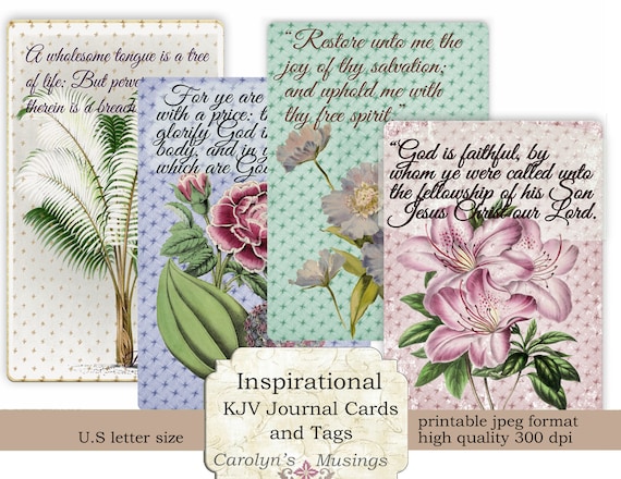 Printable KJV Inspirational Bible Verse Journal Cards - Etsy