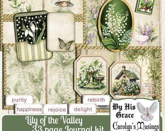 Lily of the Valley Journal Kit, Printable Faith journal, Digital download, devotional journal,