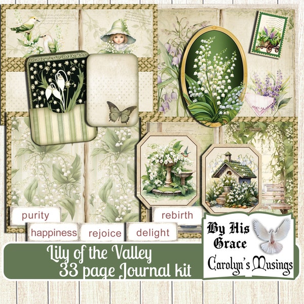 Lily of the Valley Journal Kit, Printable Faith journal, Digital download, devotional journal,