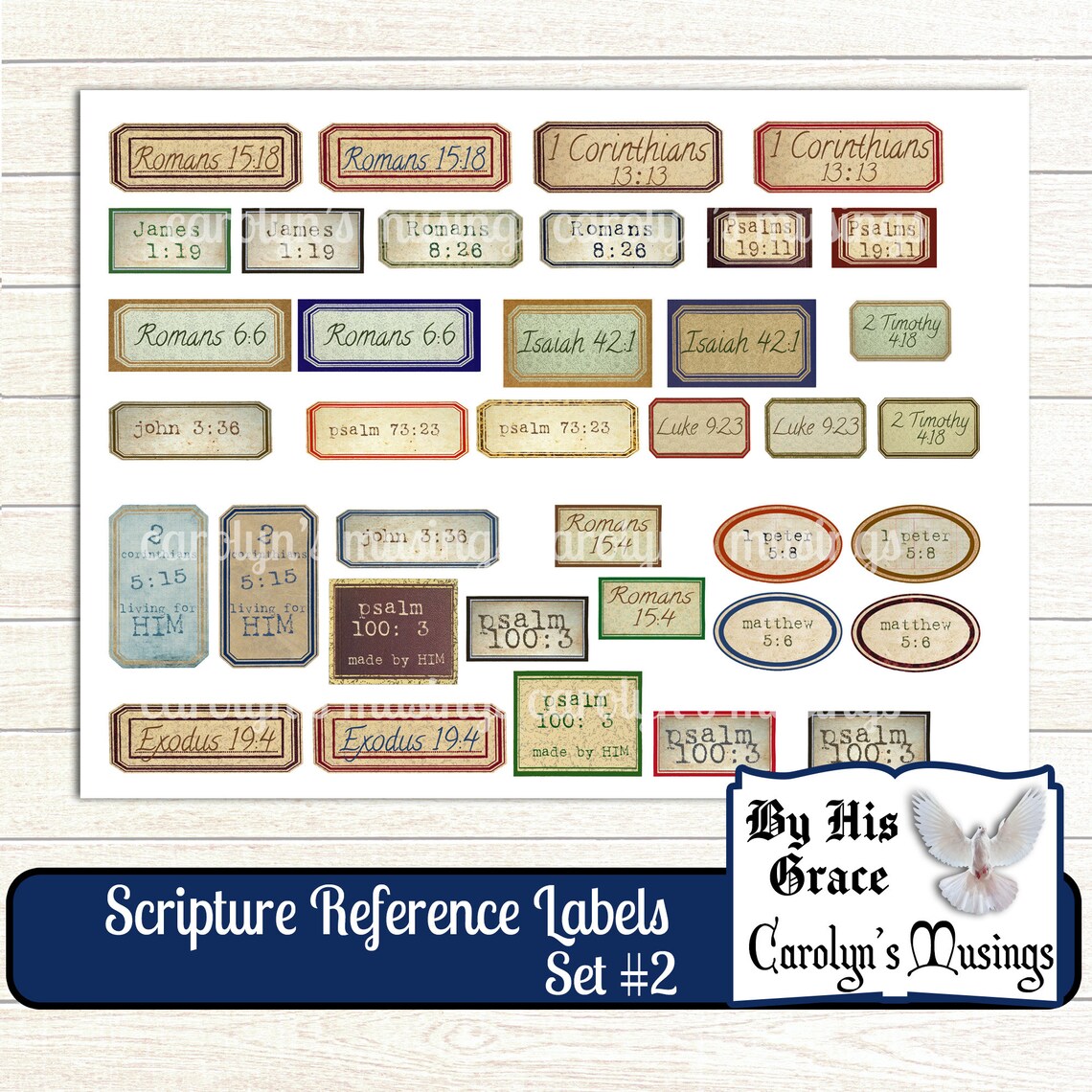 Scripture Reference Labels Set #2: Printable Prayer Journal Ephemera ...
