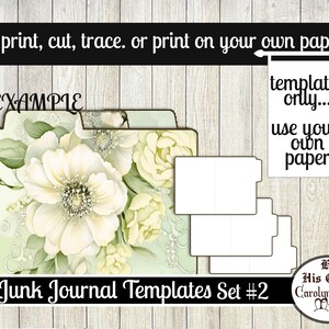 Junk Journal Templates: File Folders, Whale Tail Tabs (Digital Download) image 2