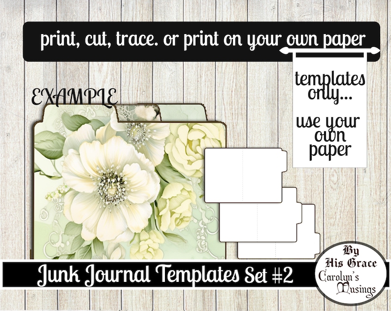 Junk Journal Templates: File Folders, Whale Tail Tabs (Digital Download) image 2