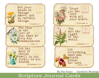 Printable Scripture Journal Cards, Bible Verse Ephemera (Digital Download)