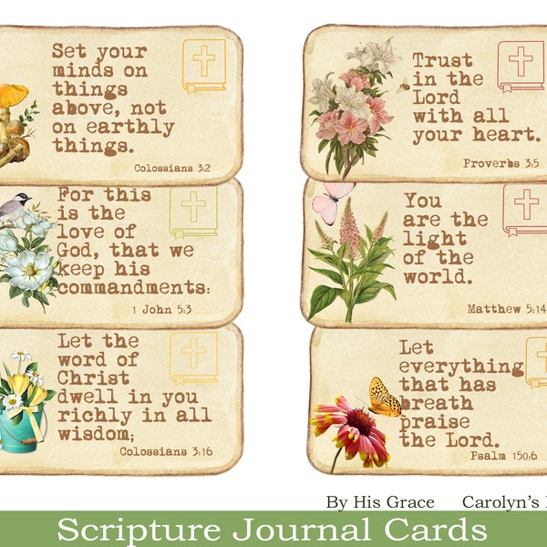 Printable Bible Verse Cards, Bible Journaling, Scripture Cards