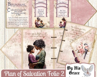 Plan of Salvation Folio Tract for Her, Prayer Journal Salvation Tract Mini Folio, DIY Salvation Tract, Romans Road Tract, Carolyns Musings
