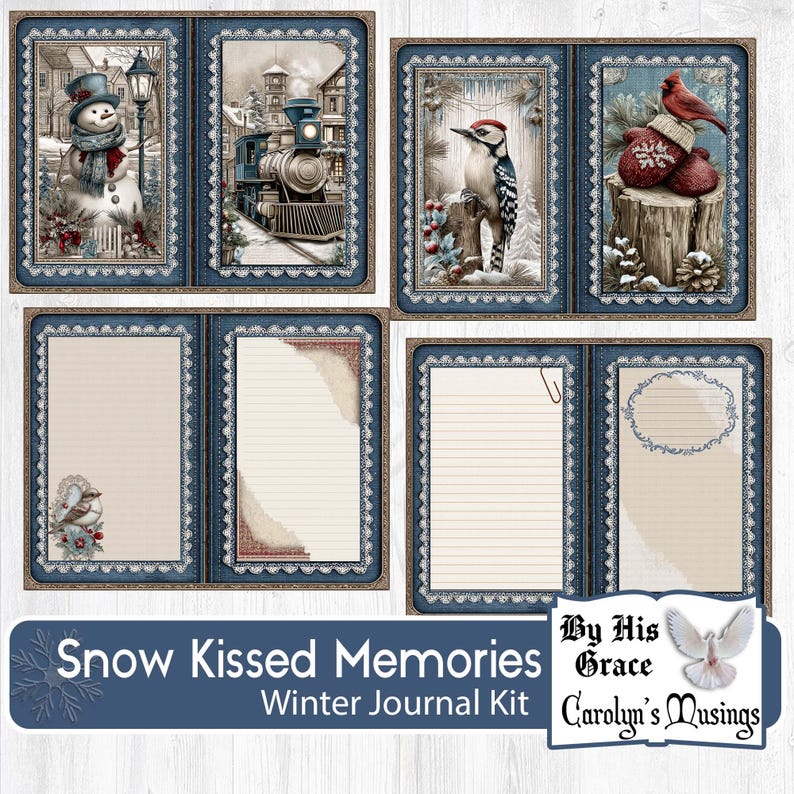 Winter Junk Journal Kit Snow-kissed Memories| Christmas Scrapbook Paper ...