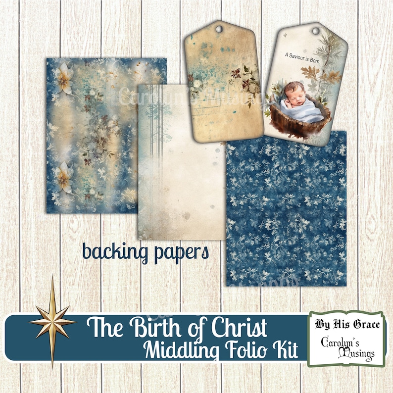 Junk Journal Birth of Christ Folio, Folding Folio, Christmas Digital Paper, Craft Kit, Scrapbook, Printable Gift, Handmade Gift image 6